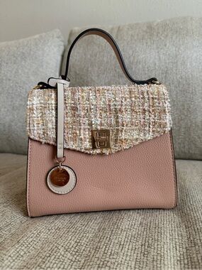 Dune London Blush Pink Tweed Top Handle Women’s Purse with Removable Crossbody